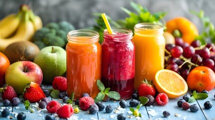 Berry and vegetables smoothie, healthy juicy vitamin drink diet or vegan food concept, fresh vitamins, homemade refreshing fruit beverage