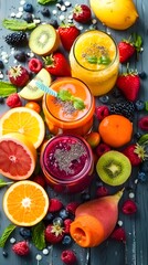 Berry and vegetables smoothie, healthy juicy vitamin drink diet or vegan food concept, fresh vitamins, homemade refreshing fruit beverage
