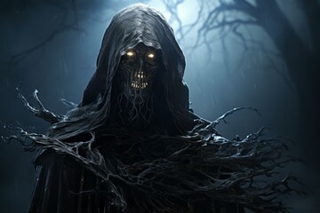 Eerie Nightmarish wraith. Religion cross ghost. Generate Ai - 748394428