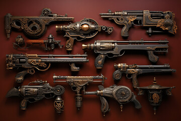 Fototapeta na wymiar Steampunk Guns Collection