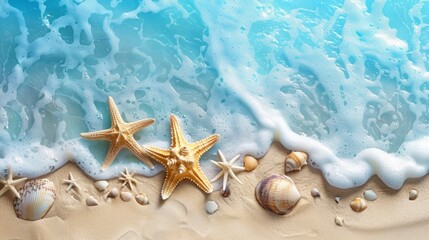 Fototapeta na wymiar beautiful beach with starfish with crystal clear water