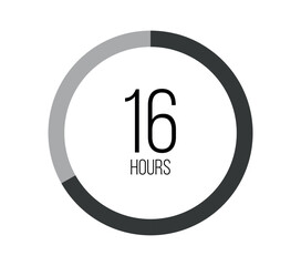 Obraz premium 16 hours. Modern round clock, hour counter and technological time. Vector on white background