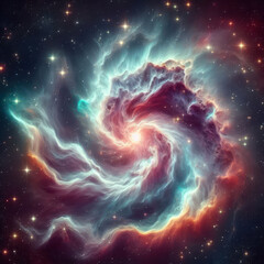 Nebula in deep space, Galaxy with stars and nebula, planet, spiral galaxy and stars. Universe filled with stars, Nebulosa en el espacio, Nebel im Weltraum, Туманность в глубоком космосе.