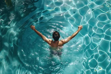 Foto op Aluminium Young man relaxing in resort swimming pool.  © 2D_Jungle