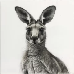 Rolgordijnen kangaroo in front of a white background © KirKam