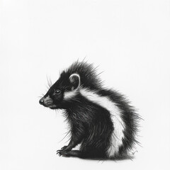 Skunk isolated on a white background - obrazy, fototapety, plakaty