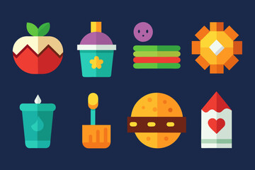 Food - Consumable items that restore health or provide temporary buffs. RPG Game Assets. Multiple Vector Icon Illustration. Icon Concept Isolated  Vector.