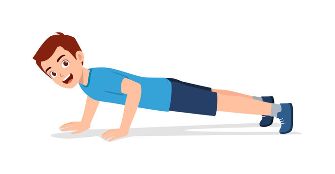 happy young sporty man doing push up