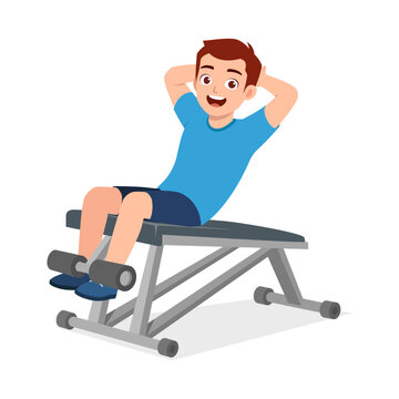 recommend clip art: happy young sporty man doing sit up