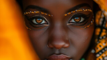 black woman with orange and yellow makeup generative ai