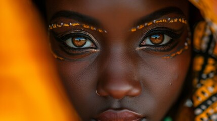 black woman with orange and yellow makeup generative ai
