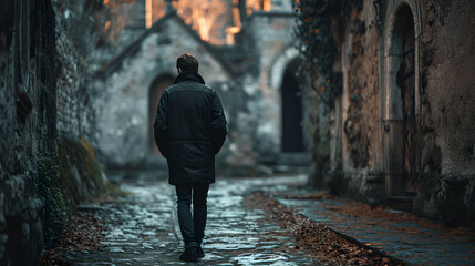 silhouette of a person walking, Generative AI