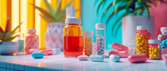Medical technology, medicines of the future, health pills, medical web banner	