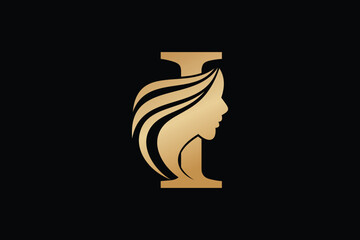 beauty face element design with combination letter i design