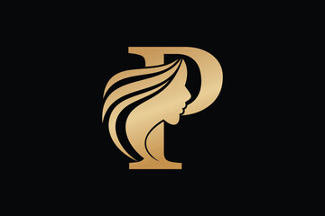 beauty face element design with combination letter p design