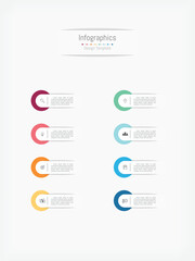 Infographic 8 options design elements for your business data. Vector Illustration.