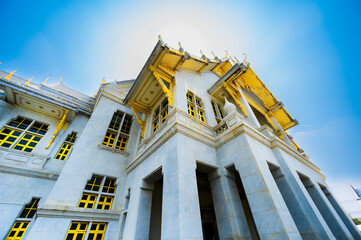 Beautiful Thai style church of Wat Sothon Wararam Worawihan in Chachoengsao Province