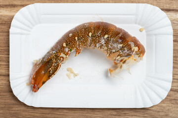 top view lobsters tail at horizontal composition.