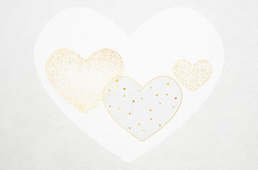 Washi paper texture with golden hearts. Luxury abstract japanese style background.