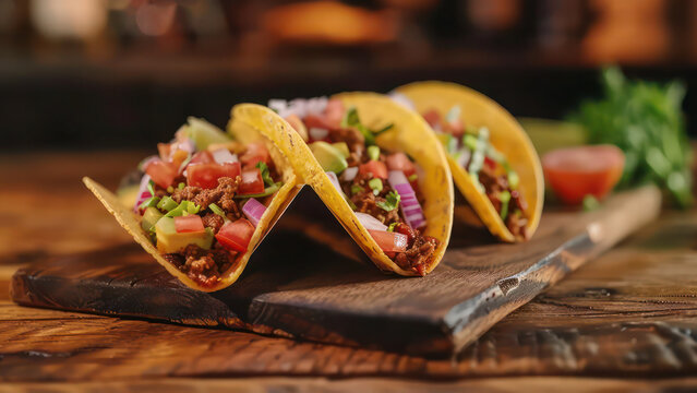 Tacos on the table mexican foos restaurant copy space banner mockup