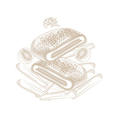 Vector illustration logo Line art Fried Chicken schnitzel cordon or bleu