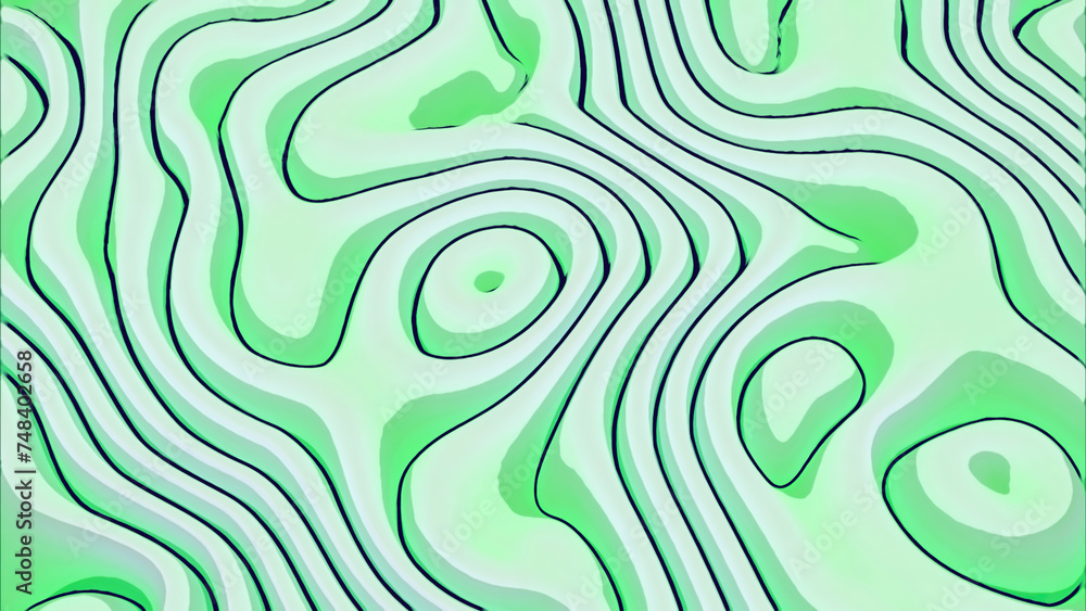 Poster abstract gradient waves background. design. green tones of transforming curves.