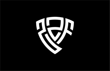 ZZF creative letter shield logo design vector icon illustration