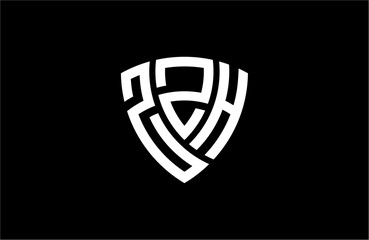 ZZH creative letter shield logo design vector icon illustration