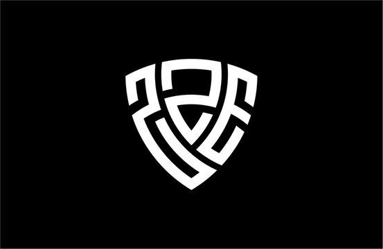 ZZE creative letter shield logo design vector icon illustration
