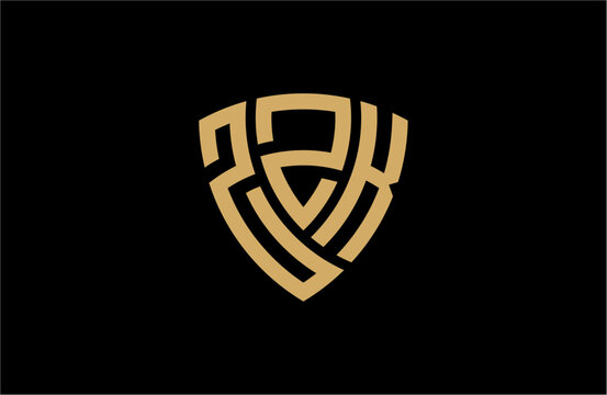 ZZK creative letter shield logo design vector icon illustration
