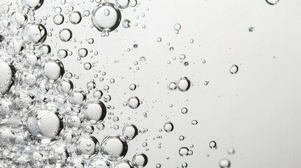 Crystal Clear Water Bubbles Floating on a White Background
