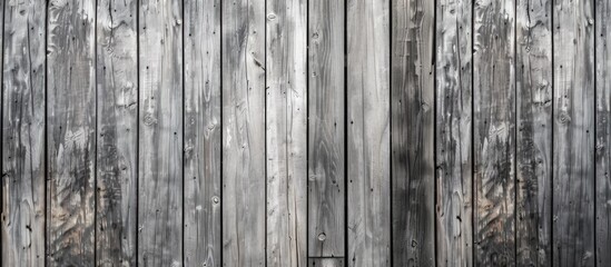 A black and white photo featuring a detailed close-up of a textured wooden wall with abstract gray boards. The photo showcases the intricate patterns and natural grain of the wood.