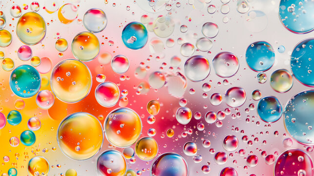 Colorful Oil Bubbles Floating on Water with a White Background