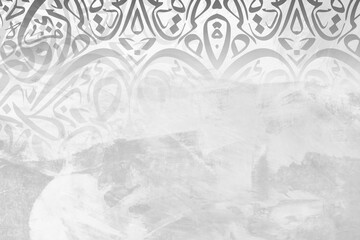 Arabic calligraphy wallpaper on a white wall with a black interlocking background .  background for Ramadan. Social media posts .Muslim Holy Month Ramadan Kareem .Ramadan Mubarak beautiful greeting 