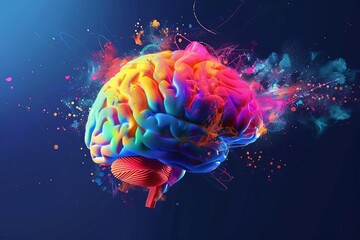 Fototapeta premium Creative mind concept Colorful brain artwork with dynamic splashes