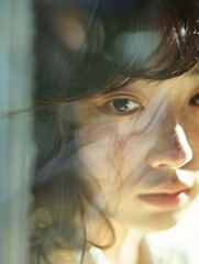 ミステリアスな表情を浮かべるアジア人女性