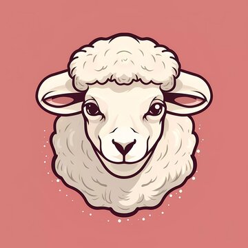 Hand drawn vector illustration of a cute sheep head character. with a minimalist background. generative ai