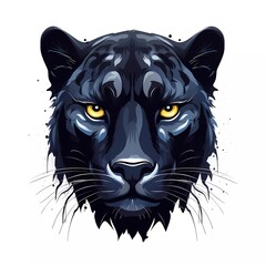 Hand drawn vector illustration of a cute panther head character. with a minimalist background. generative ai