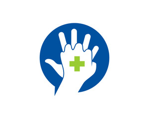 CPR Chest and press position hand inside the bubble chat logo