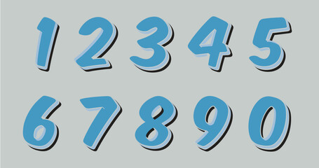 Blue bold cartoon numbers collection