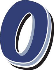 Blue bold cartoon number 0