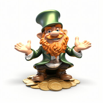 3d render icon of leprechaun cartoon isolated generated AI