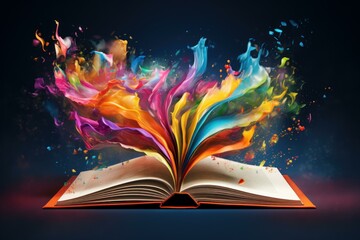 Enchanting Open magic book colorful. School story. Generate Ai