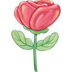 red rose illustration bright colors