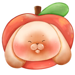 rabbit smiley cute with apple