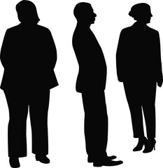 three people body, silhouette vector