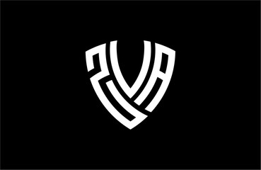 ZVA creative letter shield logo design vector icon illustration