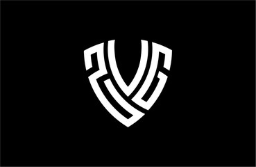 ZVG creative letter shield logo design vector icon illustration