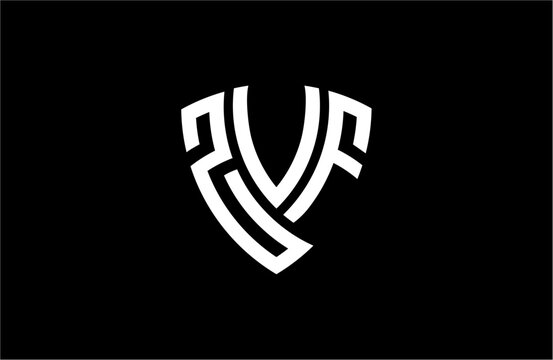 ZVF creative letter shield logo design vector icon illustration