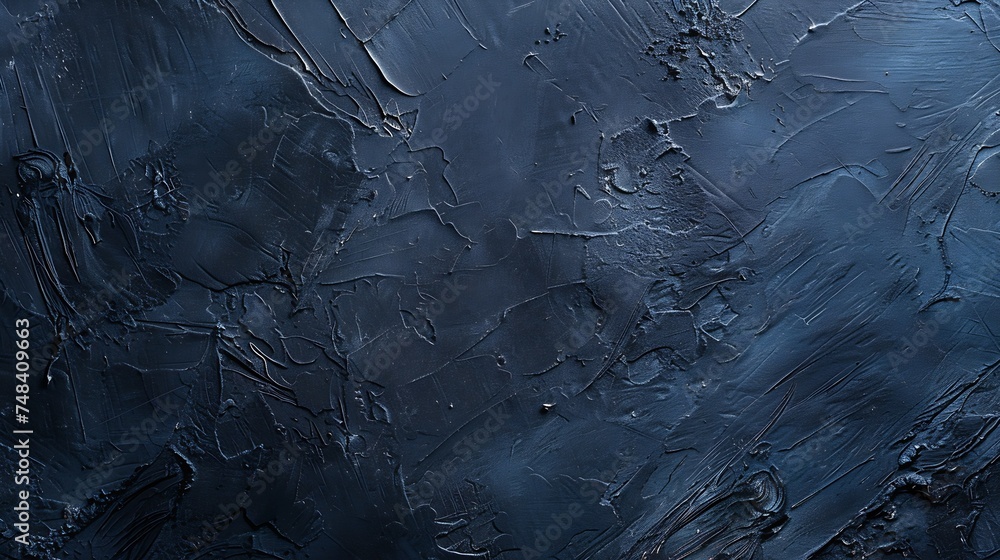 Poster Navy blue abstract background Dark blue toned texture of a rough plastered concrete wall Monochrome background with copy space for design Wide banner : Generative AI